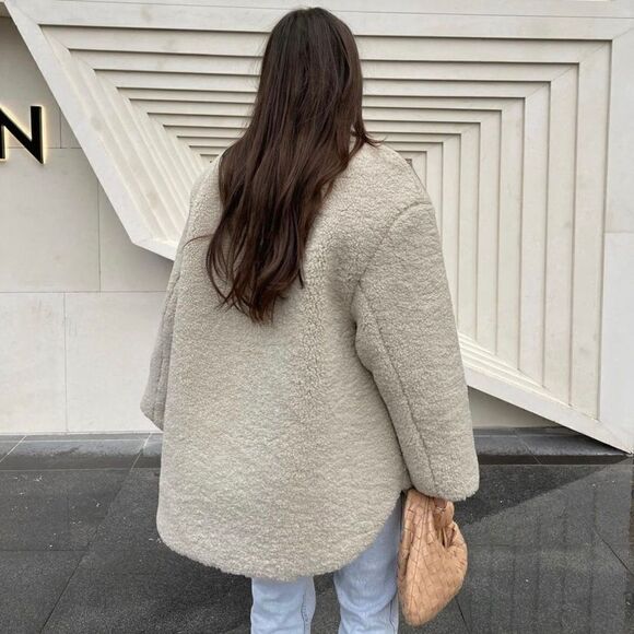 Mango Faux Shearling Sheepskin Jacket New - Picture 5 of 12